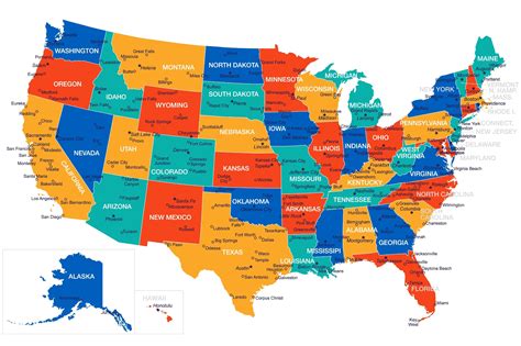 map of usa states with cities|Political Map of USA (Colored State Map) .